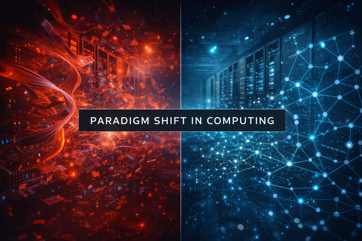 Paradigm shift in computing: split-state compute versus deterministic substrate
